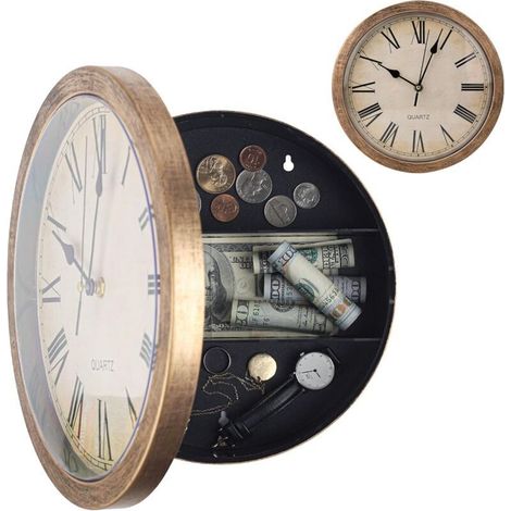 Coffre-fort caché, horloge (marron) dissimulant des objets de valeur (1/5)