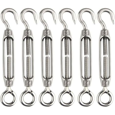 Lntyq 6 Pcs Tendeur De Fil Tendeur M4 En Acier Inoxydable Réglable Crochet De Ridoir Et Oeil Ensemble Heavy Duty (1/5)