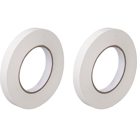 Lot de 2 rouleaux de ruban adhésif double face, 15 mm de largeur, 50 m de longueur, en polyéthylène imperméable, pour la fixation. (1/5)