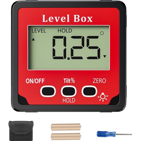 Digitaler Neigungsmesser, 4 x 90° Digital-Wasserwaage, Präzisions-Winkelmesser, magnetisches digitales Goniometer, digitaler Winkelmesser mit LCD-Display, für Holzbearbeitung und Bau (1/5)