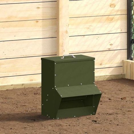 Mangeoire pour poules, vert olive, 20 x 25 x 35 cm (1/4)