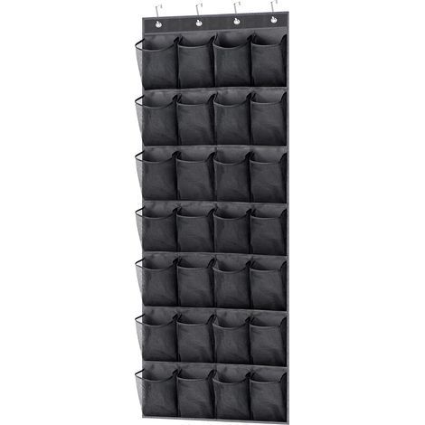 Organisateur de rangement à chaussures à suspendre à une porte, avec 28 grandes poches. Étagère à chaussures suspendue en filet. Porte-chaussures. (1/5)