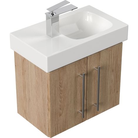 Badmöbel mit Geberit Icon Waschbecken XS 53 cm links eiche hell (1/5)