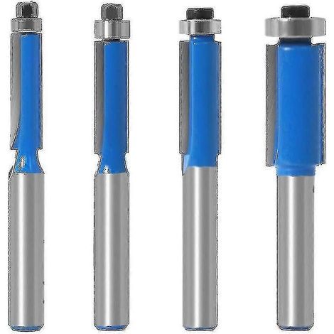 4 x 8 mm Kopierfräser für Heimwerkerprojekte, mit oberem Anlaufring am Schaft und Bündigfräser (1/3)