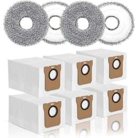 Sacs à poussière et lingettes pour balais à franges Dreame L10S Ultra, L10 Ultra, L10 Prime et L20 Ultra, 6 sacs pour aspirateur (usage humide) (1/4)