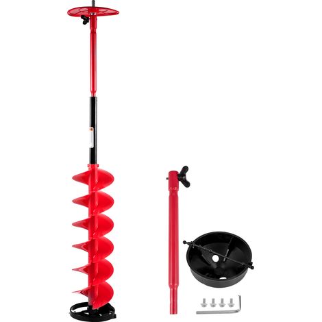 Mophorn Ice Drill Auger, 6" Diameter Nylon Ice Auger, 39" Length Ice Auger Bit,Auger Drill with 11.8" Extension Rod,Auger Bit with Drill Adapter,Top Plate & Blade Guard for Ice Fishing Ice Burrowing (1/5)