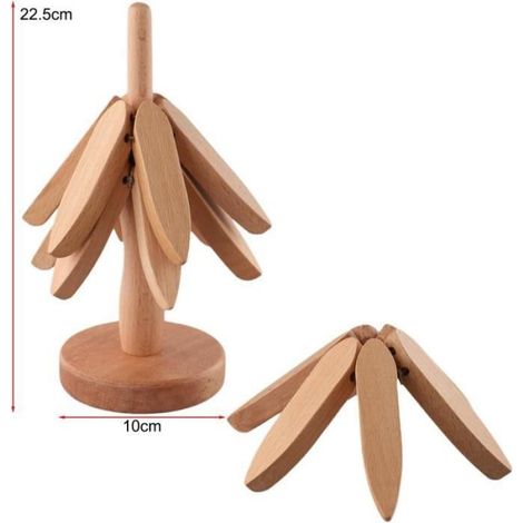 Dessous De Plat - Bois Pliable En Forme D Arbre - Résistant À La Chaleur - 20 3 Cm - Lot De 3 (1/4)