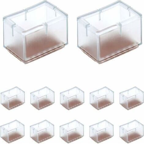 12 Pcs Protection Pied de Chaise Rectangle en Silicone pour Jambes de Chaise/Table/Sofa Largeur 24-30mm x Longueur 39-47mm (1/4)