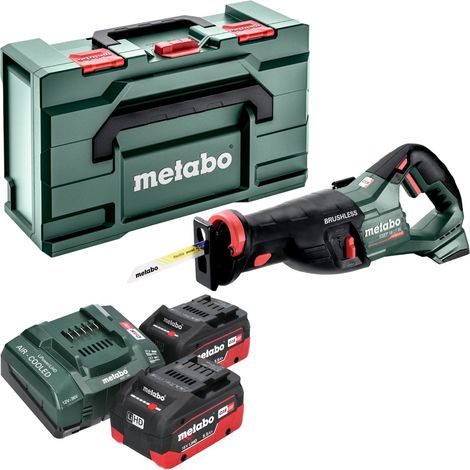 Metabo SSEP 18 LT BL Scie sabre sans fil 18 V 32 mm Brushless + 2x batterie LiHD 5,5 Ah + chargeur + Metabox