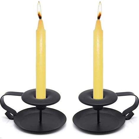 Bougeoirs rétro en fer forgé, bougeoirs coniques en fer forgé, bougeoirs simples pour décorations de Noël (2, noir) (1/5)