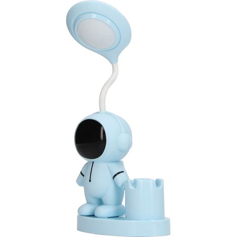 Kleine, wiederaufladbare Schreibtischlampe in Astronautenform mit Stifthalter und Anspitzer für Studentenwohnheim/Schlafzimmer, Blau (1/5)