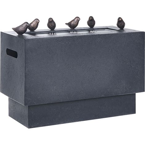 Outdoor Water Feature Black Zinc-Aluminum Alloy Fountain Garden Light LED Decorative Birds Plugged Modern Design FERRERA