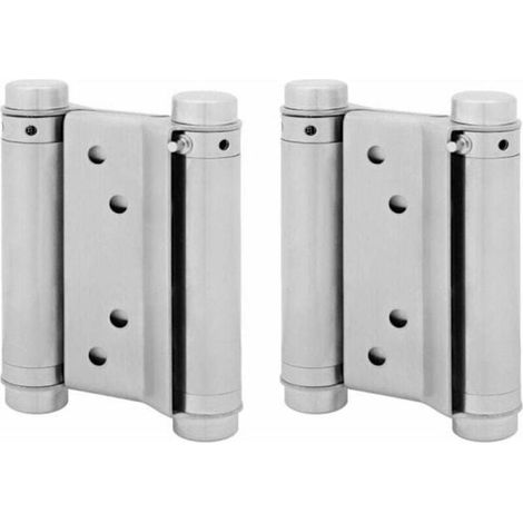 Charnières doubles robustes pour portes de café/bar, charnières doubles à fermeture automatique avec support à ressort en acier inoxydable, permettant une ouverture dans les deux sens. (1/5)