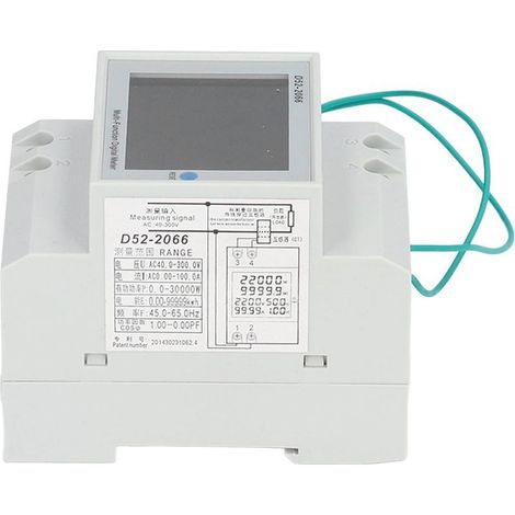 Multimètre électrique Compteur Énergie Monophasé D52-2066 Rail DIN ABS - 40-300V AC, 100A, Affichage 6 Paramètres (1/5)