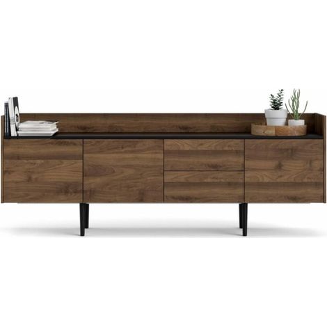 Madia 195 x 40 cm nero opaco e noce - Acerno (1/5)