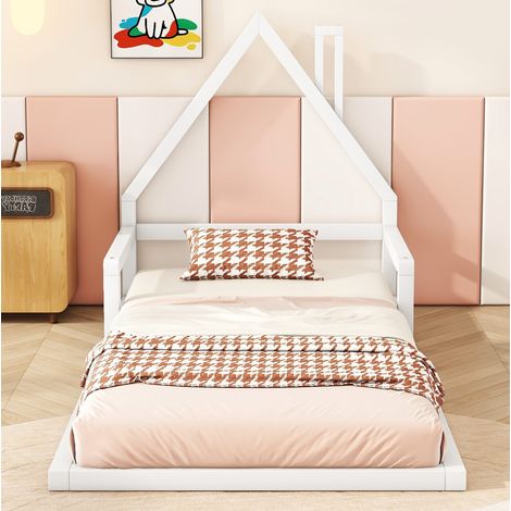 Cama infantil casita 90x200 de pino blanca OKMYHOME (1/5)