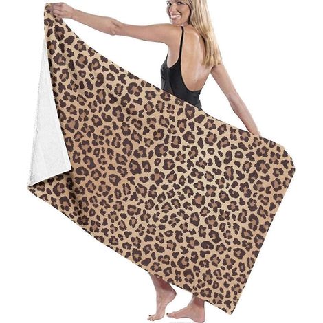Serviettes de plage surdimensionnées en microfibre, serviette de bain, grande serviette de plage à imprimé léopard, accessoires de voyage et cadeaux, jolie serviette de plage pour femmes, serviettes d (1/5)