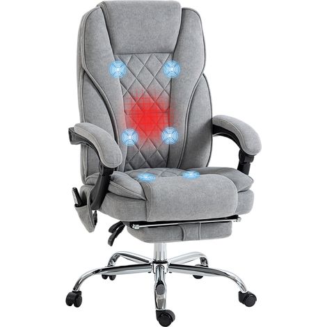 Massage Office Chair, Heated Reclining Computer Chair with Adjustable Height and Footrest, Grey (1/5)