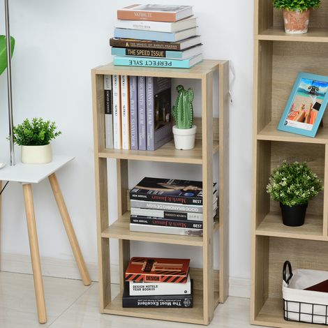 Wandmontiertes Bücherregal aus Holz mit 3 Ablagen, Kippschutz, rutschfesten Füßen, 40 x 29,2 x 87,9 cm