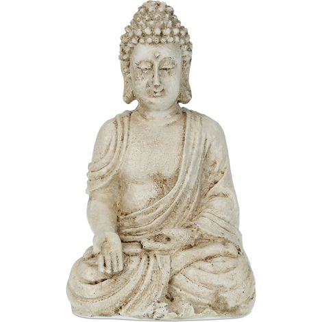 Relaxdays – Statue bouddha assis en polyrésine résistante aux intempéries – Dimensions H 17,5 cm – Décoration zen pour jardin et intérieur