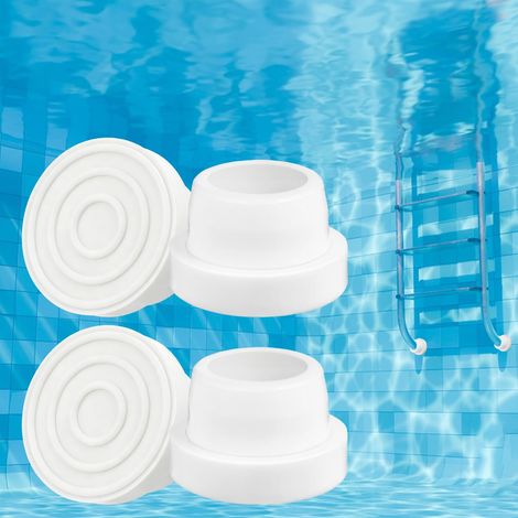 4 Pièces Tampons en Caoutchouc pour Piscine, Protections pour Échelles de Piscines, Bouchon en Caoutchouc de Rechange, Accessoires pour Échelles de Piscine, Blanc (1/5)