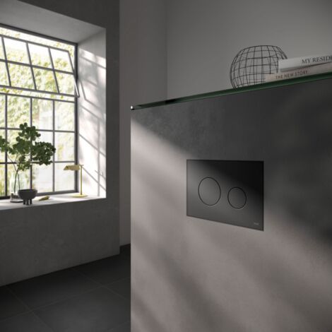 Pannello di attivazione WC TECEloop in plastica per tecnologia a doppio flusso, nero opaco 9240925 (1/4)