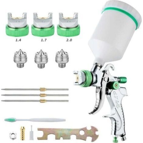 Professionnel Pistolet à Peinture Haute Pression Kit Pistolet à Pulvérisation d'Air Pistolet a Peinture Pneumatique à Alimentation par Gravité HVLP 600CC 1.4MM/1.7MM/2.0MM 3 Taille Buses.. (1/5)