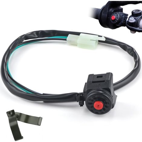12V Bouton Poussoir Coupe Circuit Moto Interrupteur de Démarrage Bouton Poussoir Coupe Circuit Moto Interrupteur D'arrêt de 7/8inch 22mm pour Motos Vélo ATV Dirt Bike (Rouge) (1/5)