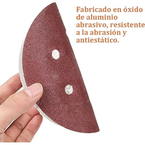 75 disques de papier de verre rouge à 8 trous de 5 pouces, 125 mm, perforés et floqués, pour le ponçage du corindon brun avec une finition floquée. (1/5)