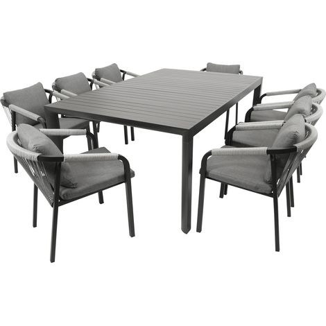 Garnitur LAGOS XL 9-teilig, Alu + Rope grau