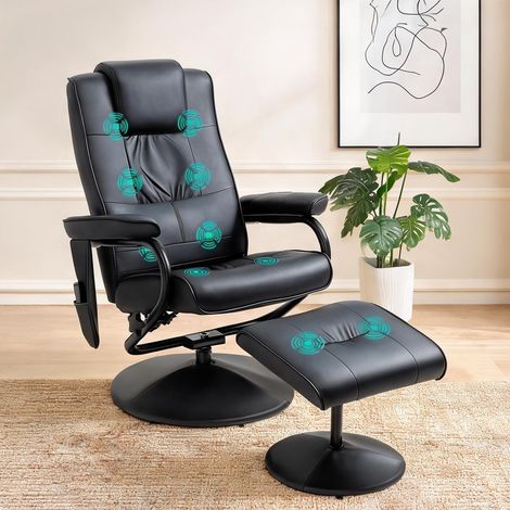 Fauteuil de massage noir en simili cuir 77 x 84 x 95 cm (1/5)
