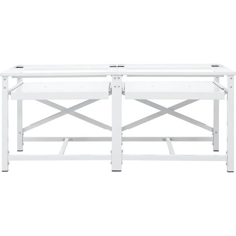 Double socle pour machine à laver étagères coulissantes blanc (1/5)
