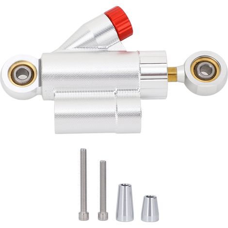 Jeffergarden Amortisseur de direction réglable CNC pour moto, stabilisateur de sécurité, alliage d'aluminium, type universel (convient aux motos) Argent