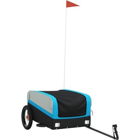 Remorque à vélo en fer noir et bleu de 30 kg (1/5)