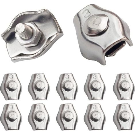 20 pièces de colliers de câble en acier inoxydable M3, fixations pour câbles d’acier de 1,5 à 3 mm, idéaux pour chantiers de construction et applications maritimes