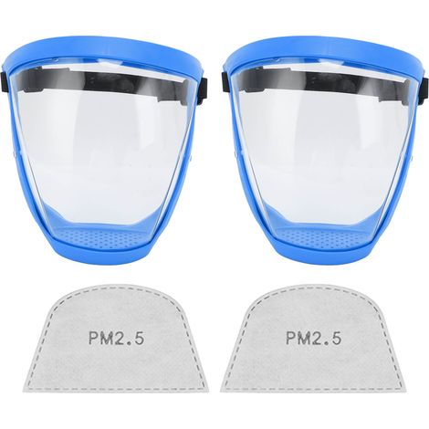 2 pièces Masque de Protection Transparent Réutilisable avec Élastique et Filtres Cotons, Bleu et Blanc pour Enfants (1/5)