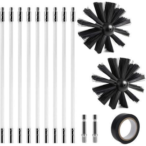 1 Kit Ramonage, 9 Tiges Flexibles, 2 Brosses Nylon, Pour Cheminée Et Conduit (1/5)