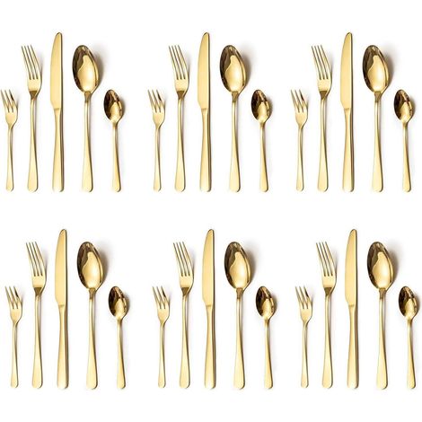 Besteckset Edelstahl Gold 30tlg Spülmaschinenfest 30 Stück gold (1/5)