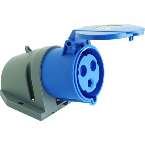 Prise de camping murale 32 A triphasée 230 V IP44 bleue 2P+Z (1/5)