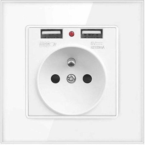 Prise Electrique Murale avec Double USB - Chargeur pour iPhone/Android prise française,Dolaso