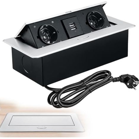 Vegena Multiprise Escamotable Plan De Travail, 2 Ports USB, Prise Pop-Up Caché pour Cuisine et Bureau (1/5)