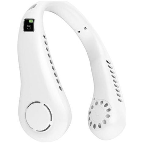 Ventilateur portable sans pales à 5 vitesses avec affichage numérique, à porter autour du cou, batterie intégrée de 2600 mAh, pour une climatisation personnelle confortable (1/5)