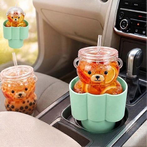 Porte-gobelet en forme de cœur pour voiture, compatible avec l'adaptateur Bearista pour gobelet en verre Porte-gobelet réutilisable pour voiture, cadeau pour l'intérieur du véhicule (1/5)