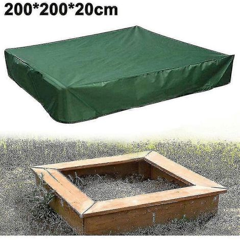 Bâche imperméable pour bac à sable, housse pour bac à sable pour jouets : verte 120 x 120 x 20 cm (1/5)