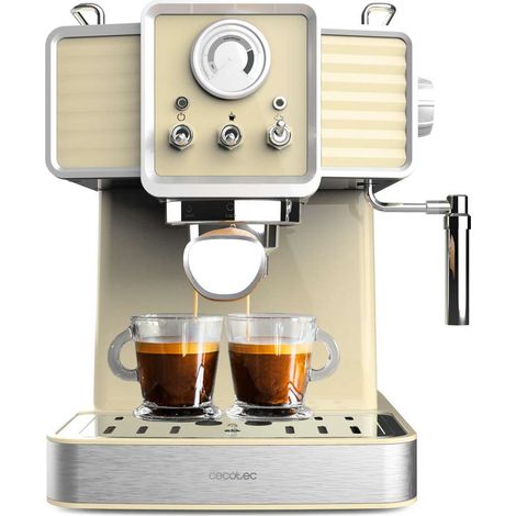 Cecotec – Cafetière à dosettes en acier inoxydable – Puissance 1350 W – Pompe italienne 20 bars – Buse vapeur orientable – Réservoir 1,5 L