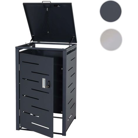 Habillage pour 1 poubelle HWC-E83 - abri pour poubelle Couverture pour poubelle - extensible 103x60x62cm - acier inoxydable 23k (1/5)