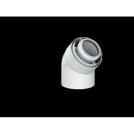 Brötje Coude DN 60/100 45 degrés concentrique K60 KB45 AL/PPS blanc, 7308322