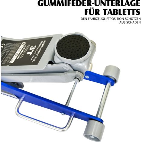 Cric hydraulique 3 tonnes (6600 lb) en aluminium, bleu-argent, avec selle supplémentaire pour SUV et camions surélevés : capacité de levage 3T, chariot de service robuste. (1/5)
