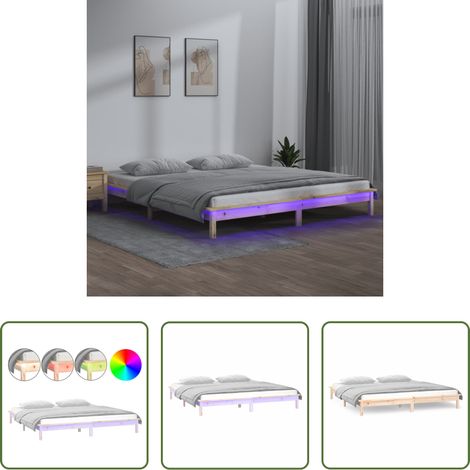 LED-Leuchten - Massivholzbett mit LEDs 150x200 cm (1/5)