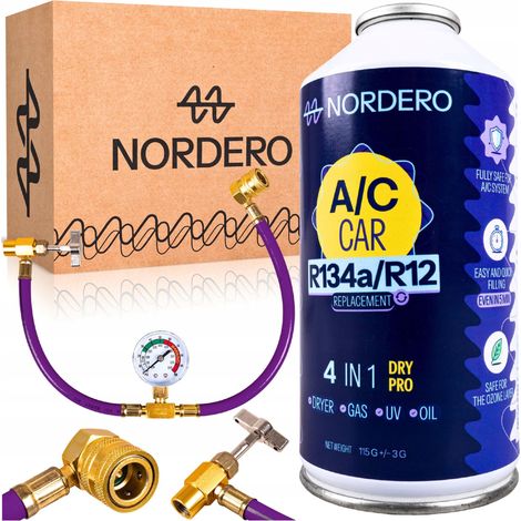 Befüllungsset für die Autoklimaanlage mit Benzin + Trockner, Kältemittel R134a von Nordero
